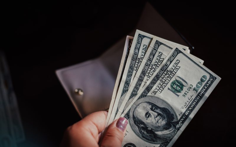 economy concept, money distribution. Wallet with money